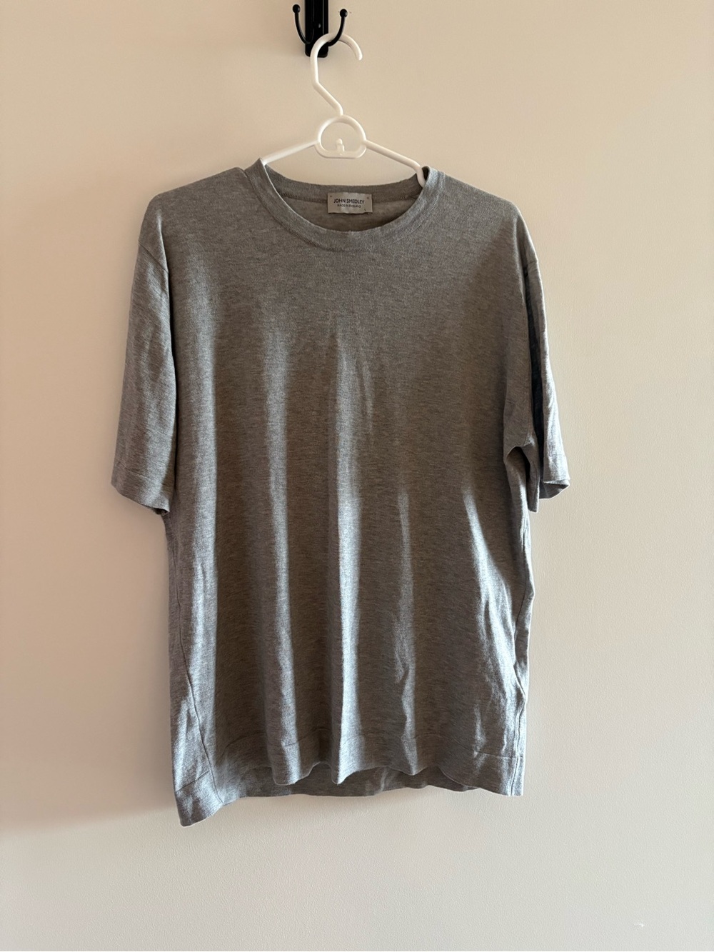 John Smedley Men’s Gray Crewneck Short Sleeve Tee